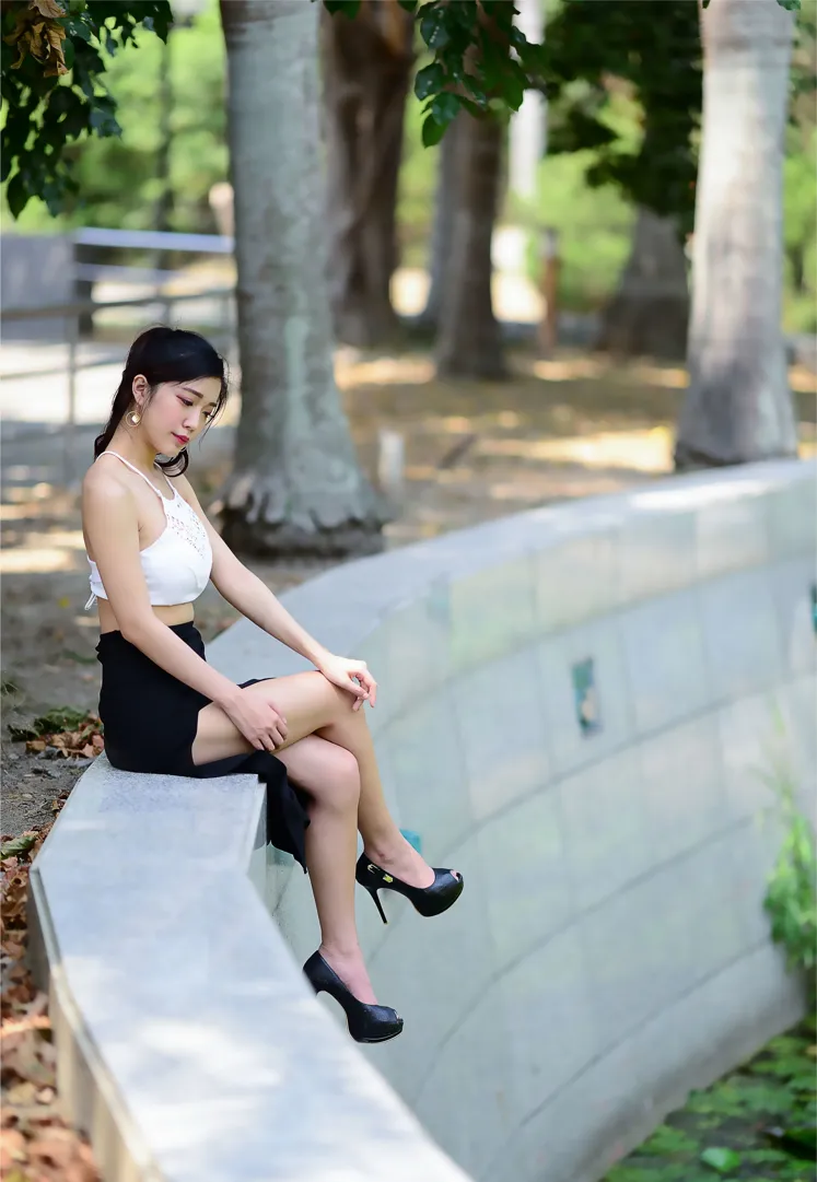 [Mzsock] NO.162 Sasha belly-baring high-cut long skirt with high heels and beautiful legs street photography#[105P]-54